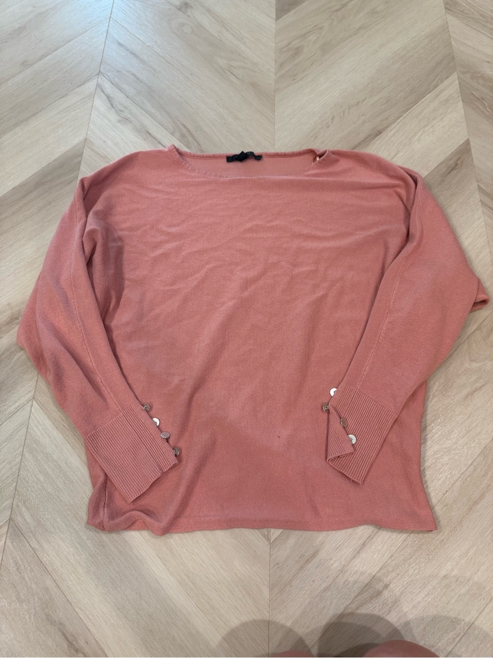 Cyrus Dusty Rose Knit Top with Button-Cuff Detail